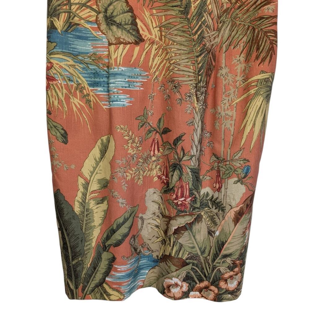 Talbots 12P Orange Tropical Palm Print Hawaaiin Sheath Dress V Neck Seed Beading - Picture 12 of 13